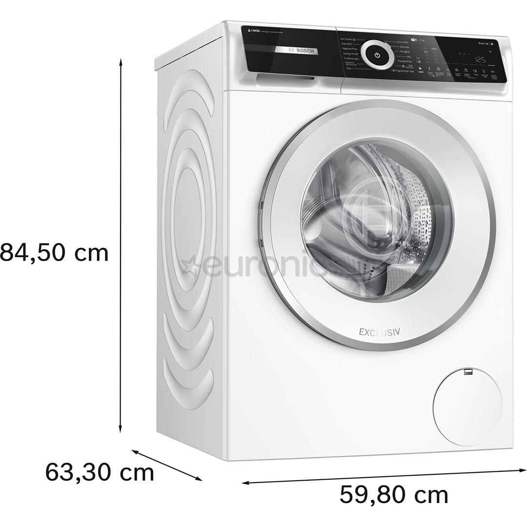 Bosch, Series 6, 11 kg, dziļums 59 cm, 1400 apgr/min. - Veļas mazgājamā mašīna ar priekšējo ielādi