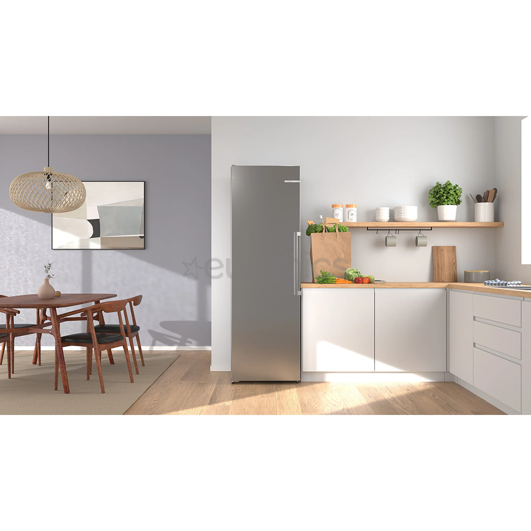 Bosch Series 6, Total No Frost, 402 L, height 187 cm, grey - Cooler