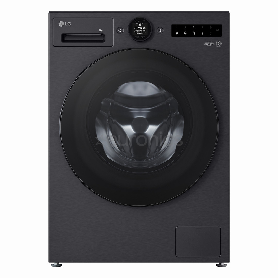 LG, 9 кг, глубина 47,5 см, 1200 об/мин, черный - Стиральная машина с передней загрузкой