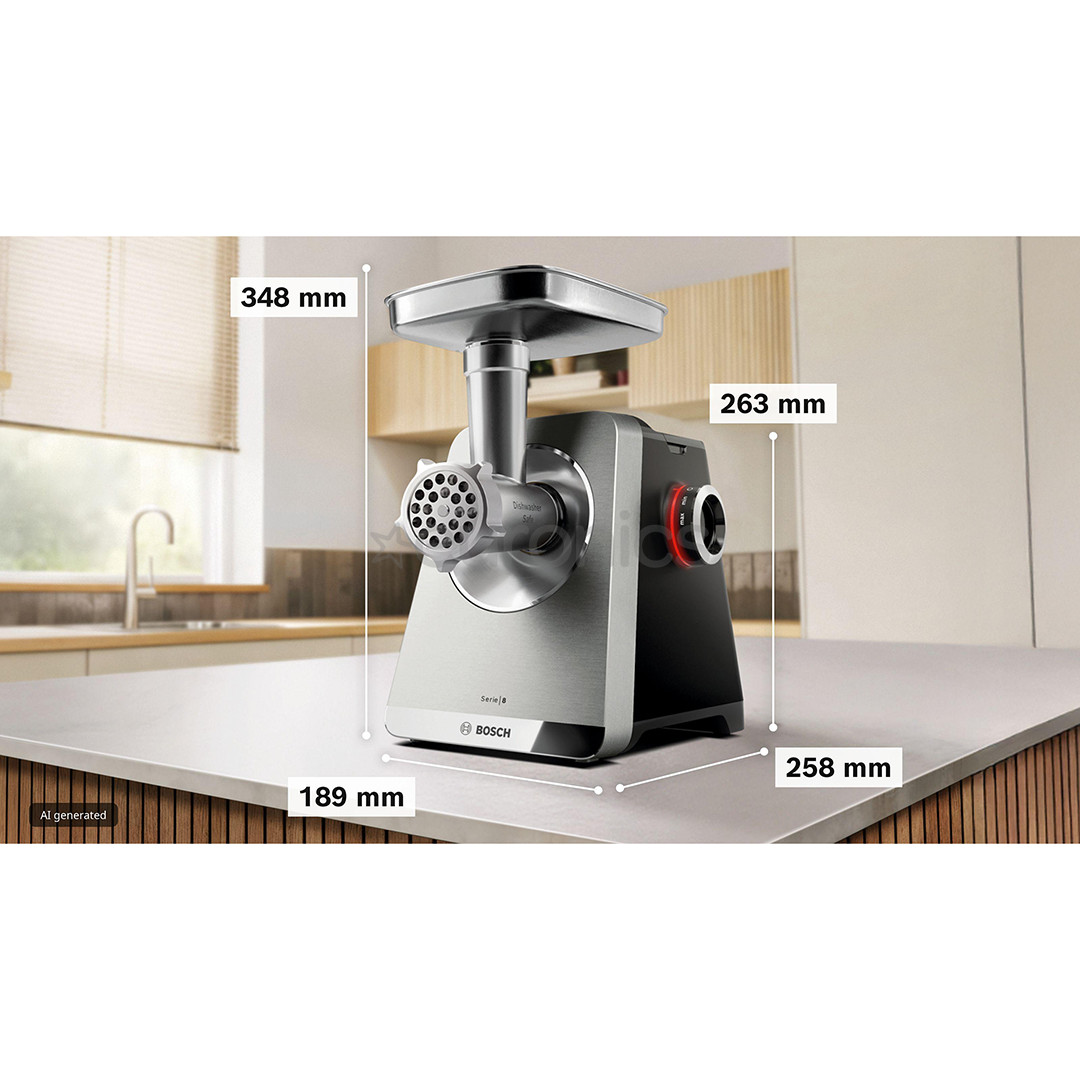 Bosch MultiPower, Series 8, melna/nerūsējošā tērauda - Gaļas maļamā mašīna