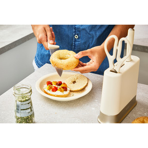 Tefal EverSharp Daily, 3 piederumi, bēša - Nažu komplekts ar statīvu