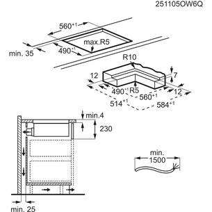 Electrolux 600 XT Bridge, platums 60 cm, melna - Iebūvējama indukcijas plīts virsma ar tvaika nosūcēju