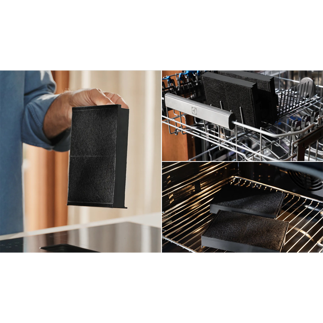Electrolux 600 XT Bridge, platums 60 cm, melna - Iebūvējama indukcijas plīts virsma ar tvaika nosūcēju