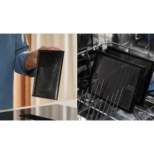 Electrolux 600 XT Bridge, platums 60 cm, melna - Iebūvējama indukcijas plīts virsma ar tvaika nosūcēju