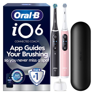 Braun Oral-B iO6 Duo Pack, melna/rozā - Elektrisko zobu birstu komplekts IOM6D.2J6