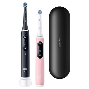 Braun Oral-B iO6 Duo Pack, melna/rozā - Elektrisko zobu birstu komplekts