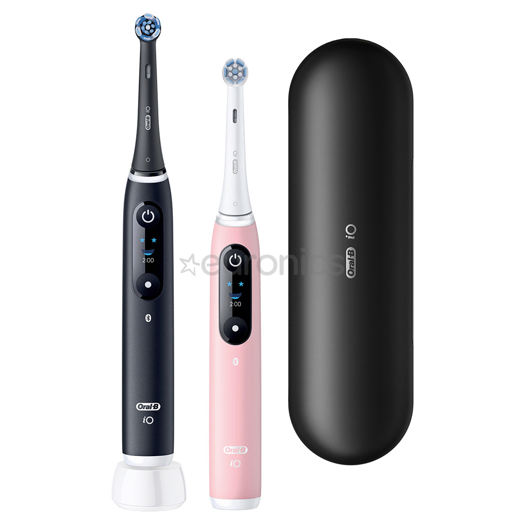 Braun Oral-B iO6 Duo Pack, melna/rozā - Elektrisko zobu birstu komplekts