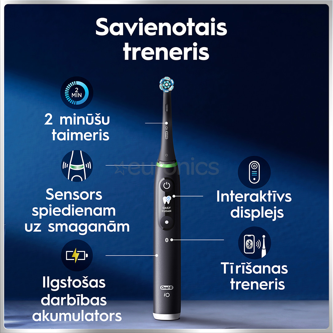 Braun Oral-B iO6 Duo Pack, melna/rozā - Elektrisko zobu birstu komplekts