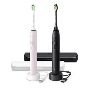 Philips Sonicare 3100 Series, rozā/melna - Elektrisko zobu birstu komplekts HX4072/42