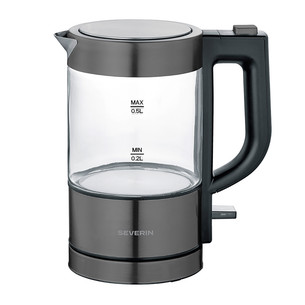 Severin, 1000 W, glass/dark stainless steel - Kettle