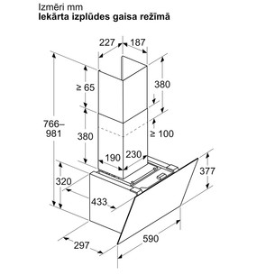 Bosch Series 6, 768 m³/h, platums 60 cm, melna - Tvaika nosūcējs