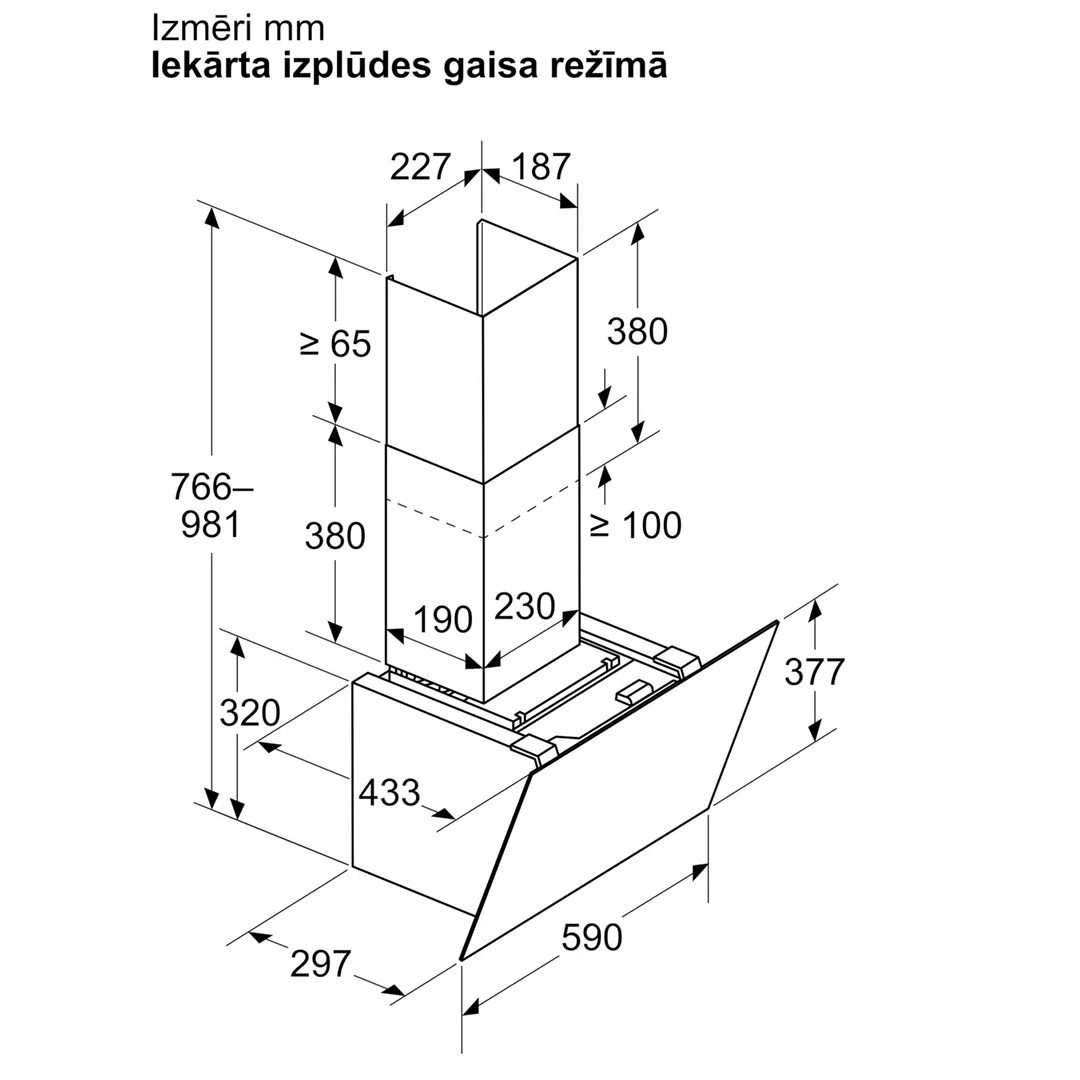 Bosch Series 6, 768 m³/h, platums 60 cm, melna - Tvaika nosūcējs