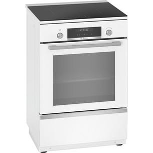 Bosch, Series 6, 63 L, pirolītiskā tīrīšana, platums 60 cm, balta - Elektriskā plīts ar indukcijas virsmu HLS79W321U