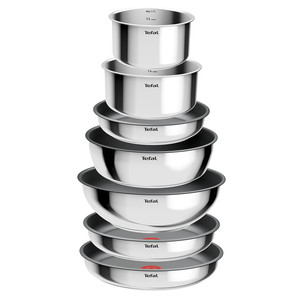 Tefal Ingenio Cook Eat, 15 priekšmeti, nerūsējošā tērauda - Katlu un pannu komplekts ar vākiem + noņemams rokturis