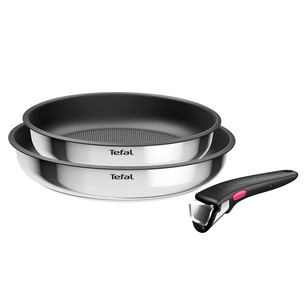 Tefal Ingenio Cook Eat, 3 priekšmeti, nerūsējošā tērauda - Pannu komplekts + noņemams rokturis L8813S75