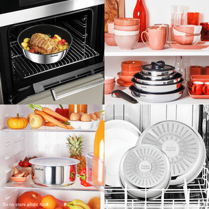 Tefal Ingenio Cook Eat, 3 priekšmeti, nerūsējošā tērauda - Pannu komplekts + noņemams rokturis