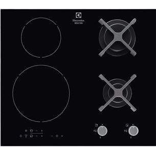 Electrolux, ширина 59 см, черный - Интегрируемая индукционная/газовая варочная панель