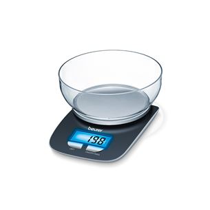 Beurer KS25, up to 3 kg, grey - Digital kitchen scale with bowl