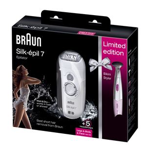 Эпилятор Silk-épil 7 Wet & Dry + стайлер для зоны бикини, Braun