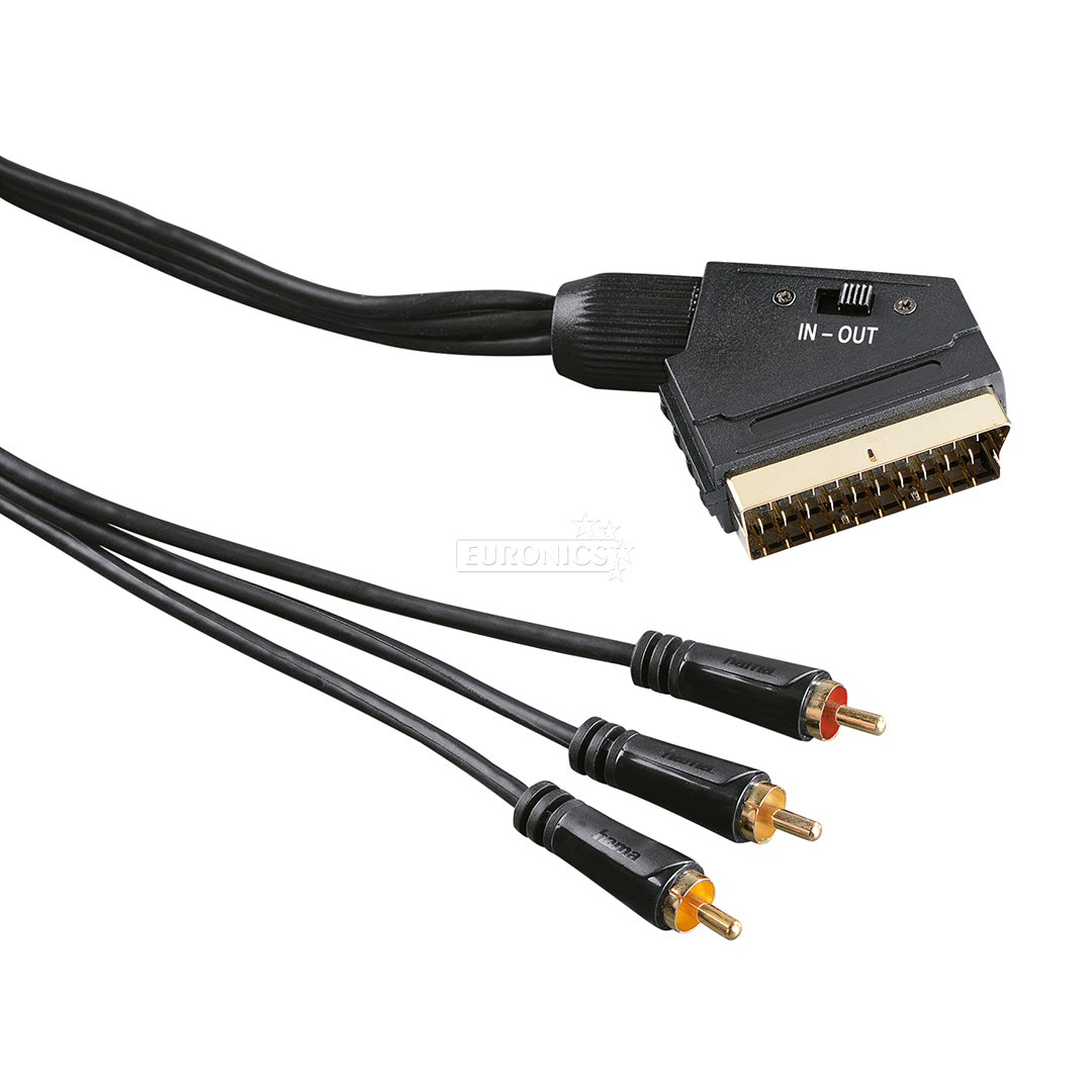 Vads SCART --> 3 x RCA (A / V), Hama / 1,5 m