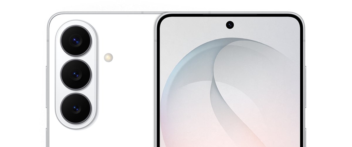 Samsung Galaxy S26 sērijas viedtālruņa paraugs baltā tonī